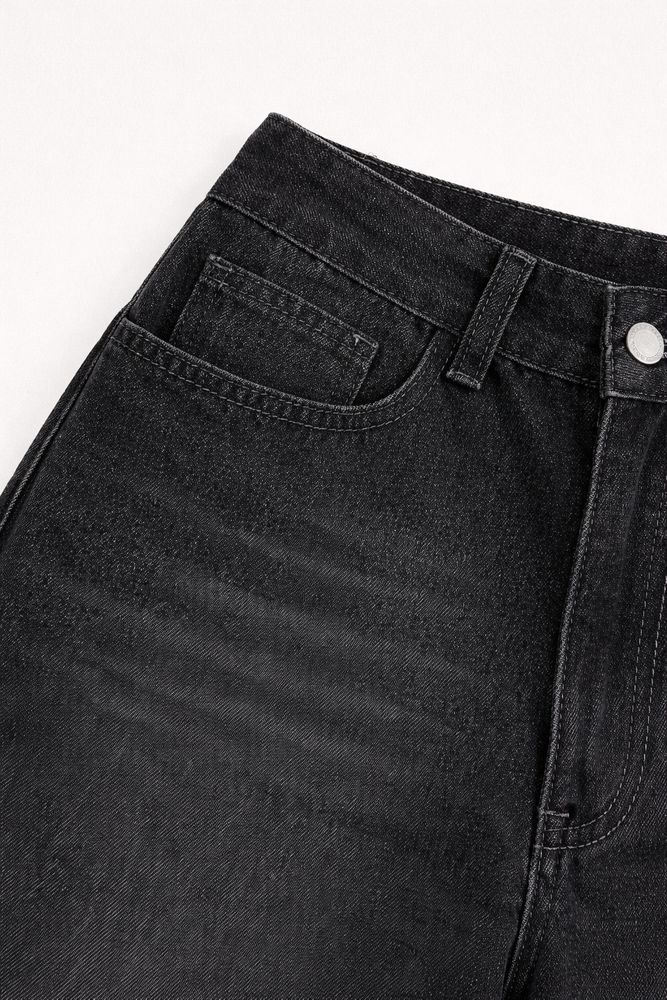 siyah yıkamalı retro pantolon